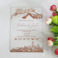 2024 Rose Gold Foiling Clear Transparent Clear Acrylic Wedding Invitation With Matched Envelope