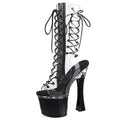 Exotic Dancer 18cm ultra High Heel Striptease Boots 7 Inch Gladiator Thick Heeled Pole Dancing Shoes Rhinestone Nightclub