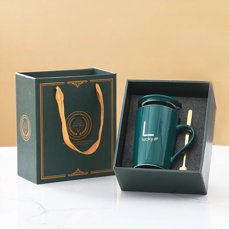 In Stock 12oz Porcelain Ceramic Glass Travel Cup Business Corporate Gift Set for Coffee Lovers