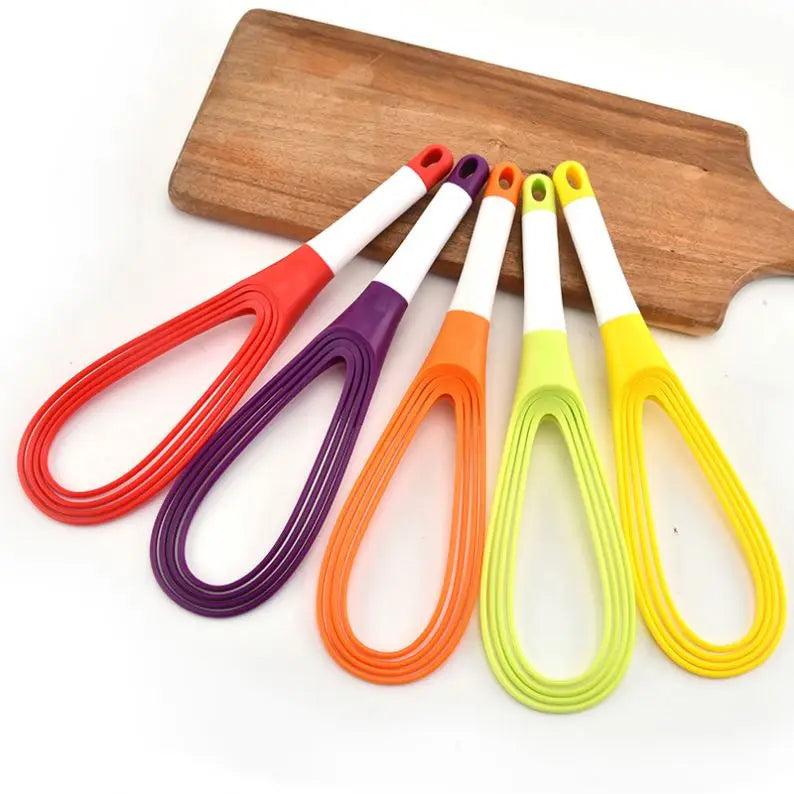 Egg Whisk Bake Tool Egg Agitator Silicone Eco-Friendly  Foamer Wisk Rotary Manual Egg Beater Mixer Mini Plastic Kitchen