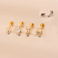 New Design 16g Stainless Steel With Cz Flat Back Internally Insert Lip Piercing Jewelry Labret Stud
