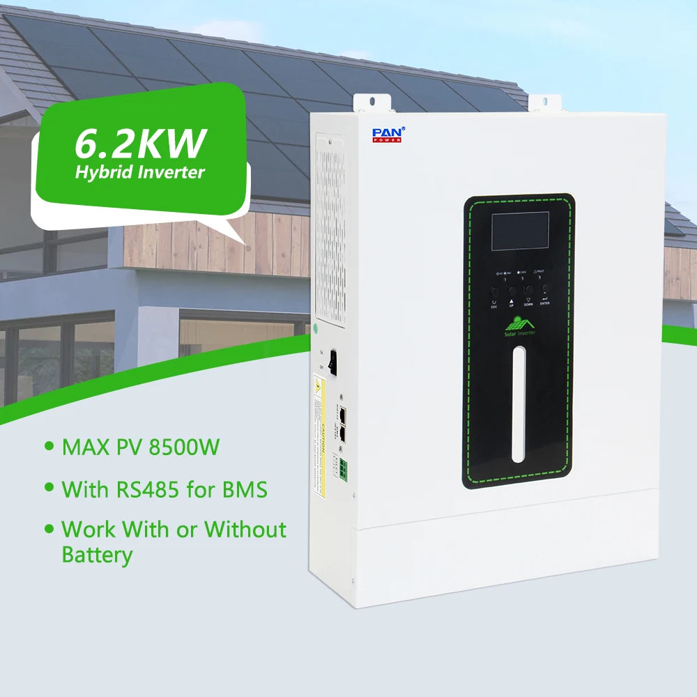 Good Quality 6.2kw 48v Hybrid On/off Grid 6kw 220v Solar Inverter with CT Clamp