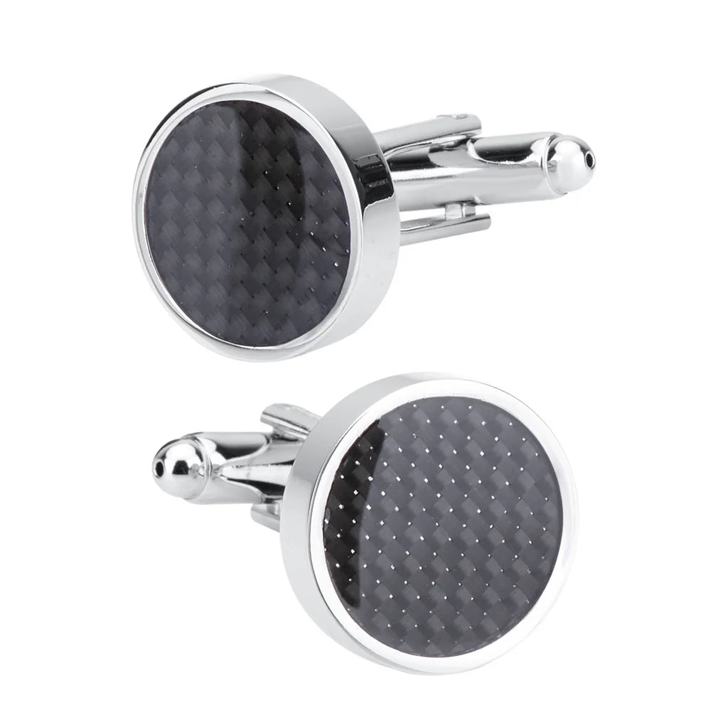 Wholesale Black Carbon Fiber Elegant Cufflink Custom Mens Suit Shirt Fashion Accessory Wedding Tuxedo Trendy Jewelry Gift Set