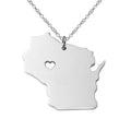 Hot Sale the United States of America Wisconsin Map Jewelry Titanium Stainless Steel Wisconsin Fine Map Pendant Necklace