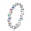CAOSHI Women Fashion Jewelry Ring for Simple Style Colorful Round Cubic Zirconia Women Wedding Silver Plated Eternity Band Rings