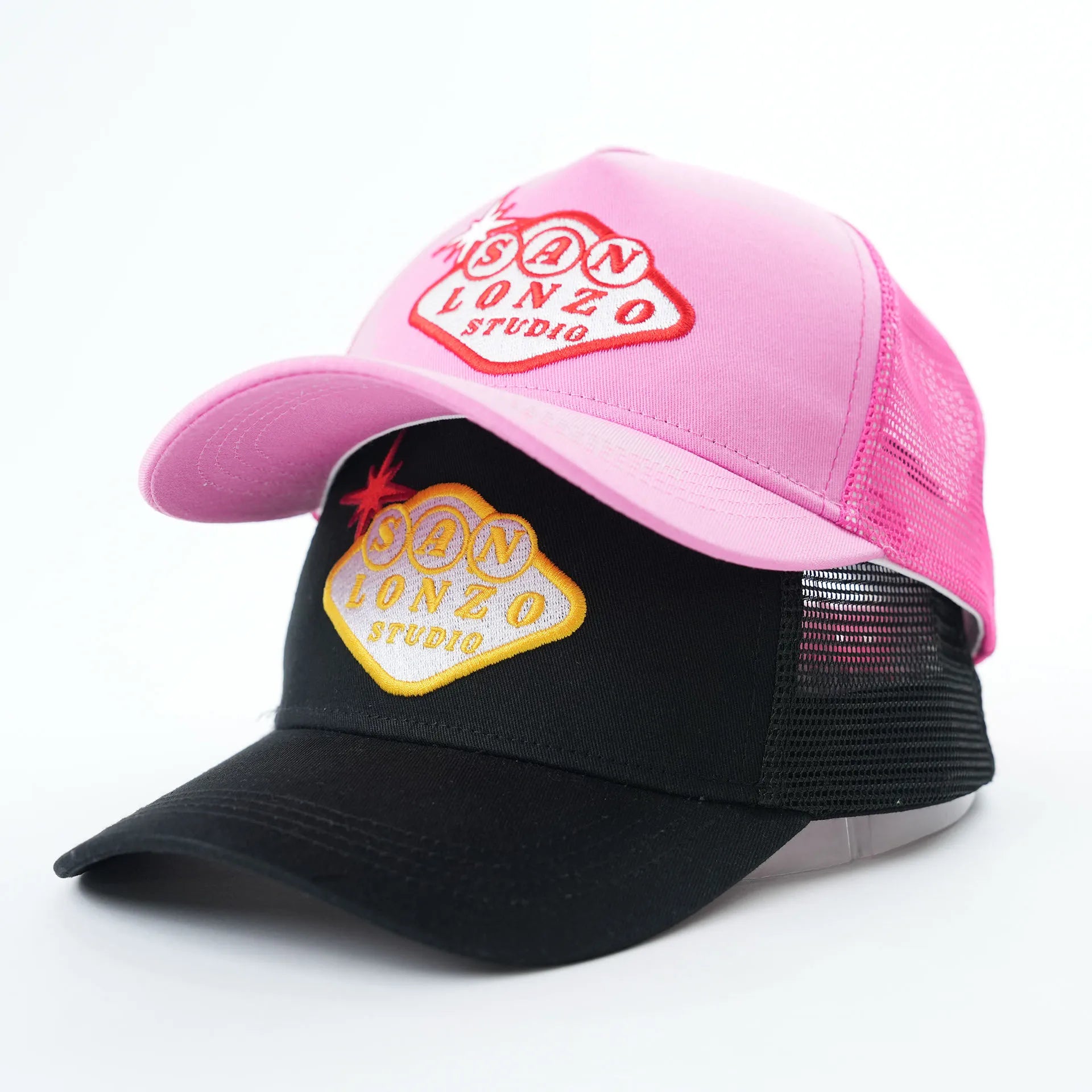 Custom Summer Sports Hat Embroidery Logo 5 Panel Cotton Trucker Cap Different Tone Mesh Caps With Snap Back for Unisex