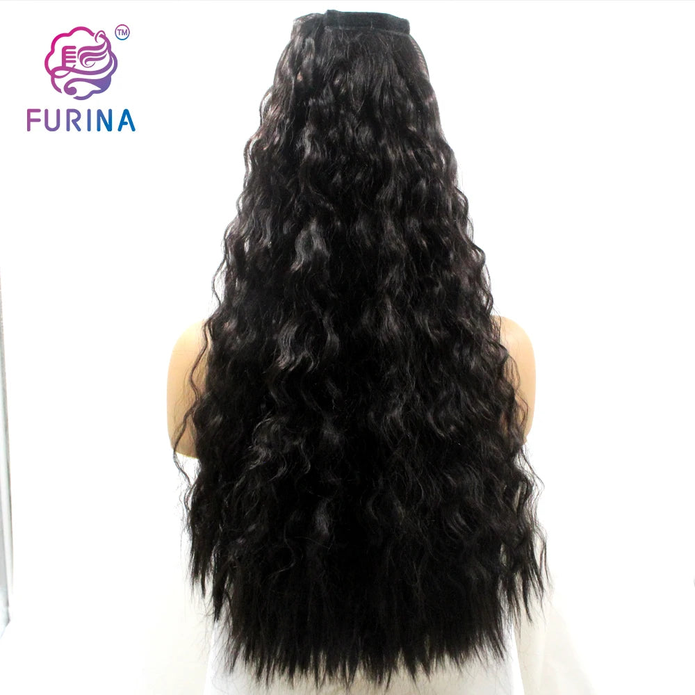 Ponytail Yaki Curly 26" 250G Wrap Around Clip in Hair Pieces Synthetic Ponytail Hair Extension for Women