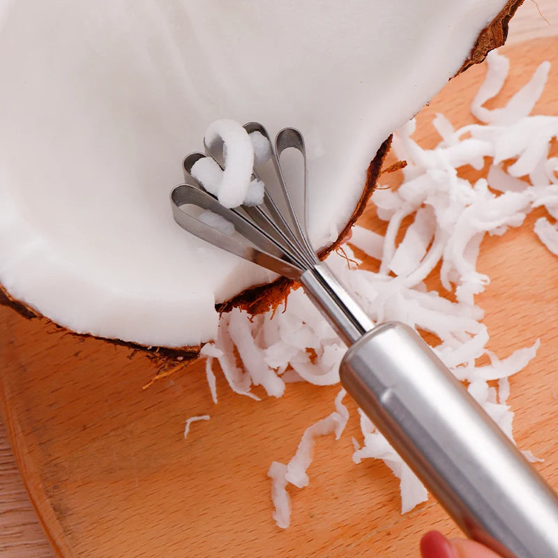 Stainless Steel Coconut Grater Scraper Egg Cream Yogurt Whisk Hand Mini Portable Blender Kitchen Gadget