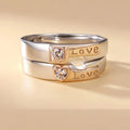 CZ Diamond Couple Wedding Ring Sets Wholesale Handmade Silver White Gold Plated Adjustable Open Lover Ring for Couple