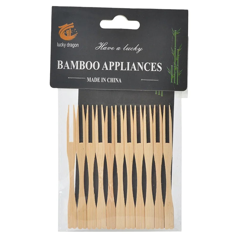 9cm Bamboo Fruit Fork PP Tube Package Fruit Fork  Fruit Pick Fruit Skewers