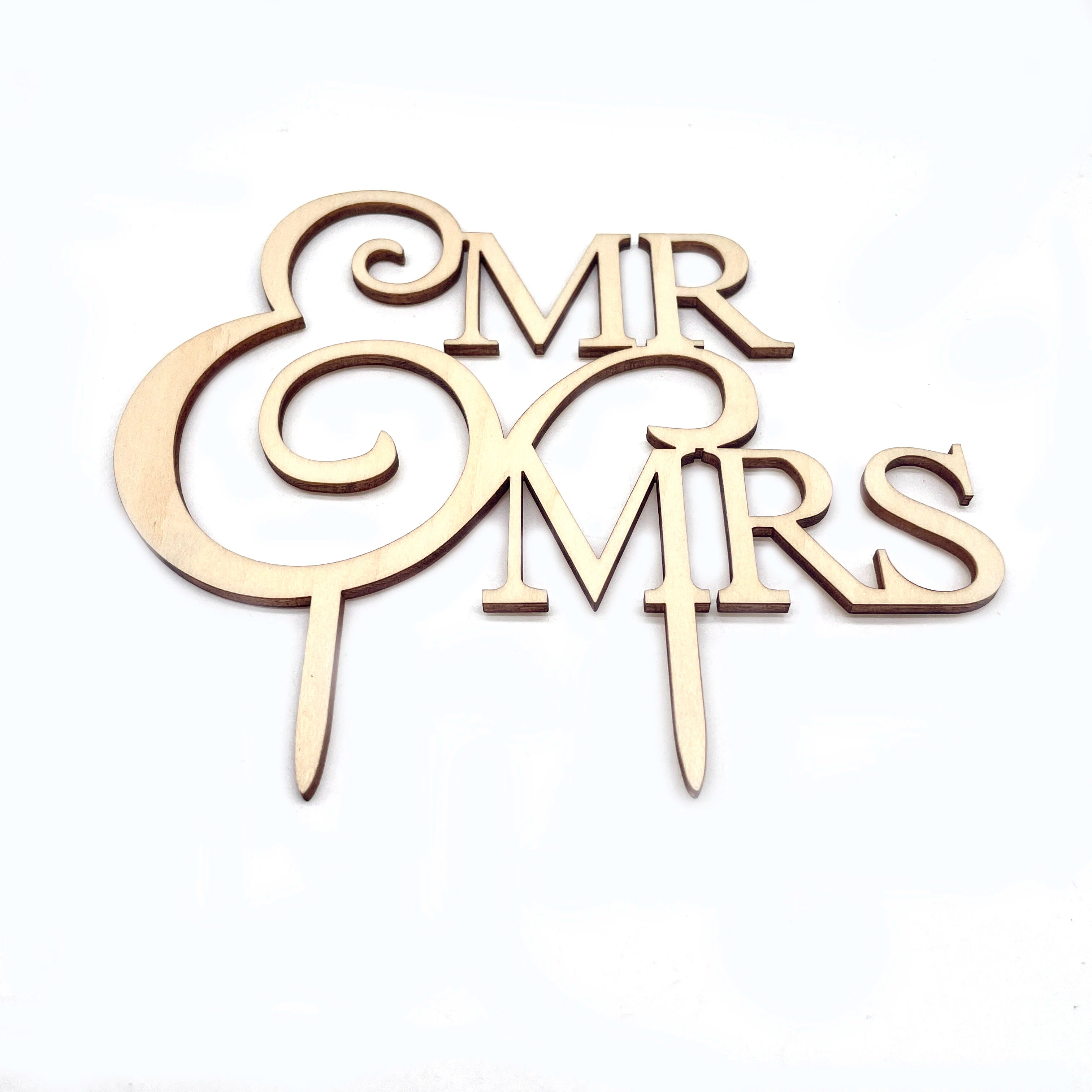 2026 Handcrafted Wood Square Cake Topper Modern Romantic Wedding Mr & Mrs for Home & Valentine Party Decorations