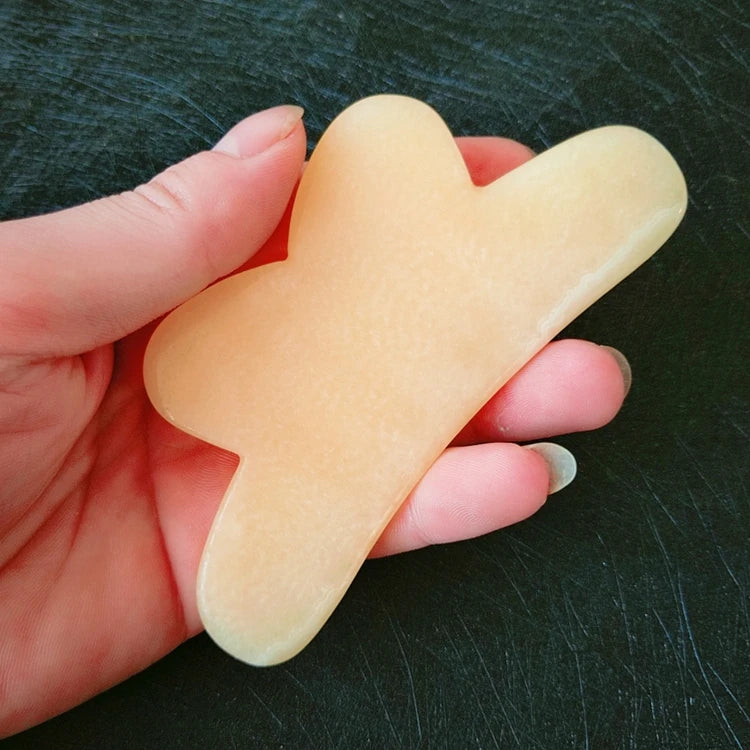 DIY Natural Custom Body Yellow Jade Jade Stone Scraping Massage Board Gem Gua Sha Tool Set