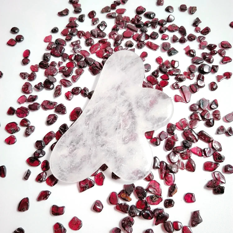 HZ New Design Natural Gemstone Scraper Bian Stone Guasha Massage Scraping Tools Clear Quartz Gua Sha Massager