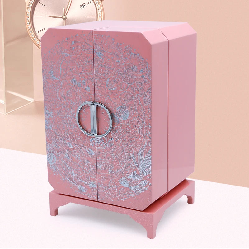 High-end Double Door Design Jewelry Watch Box Dreamy Pink Paint Custom logo Watch Display Box Unique Jewelry Box
