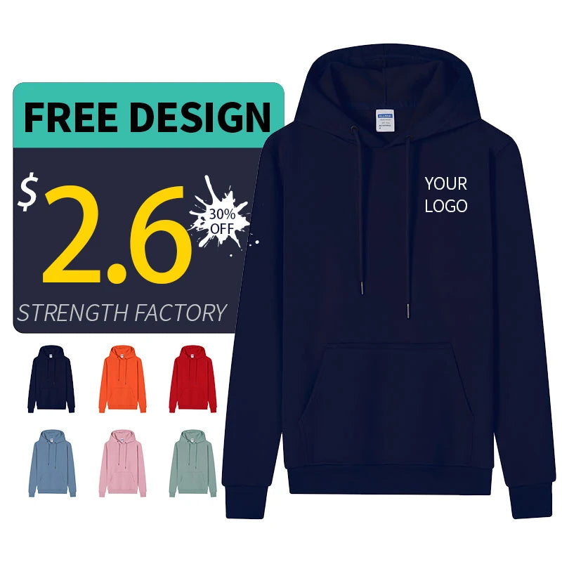 Wholesale Men's Blank Plus Size Zip Hoodie Custom Embroidered Printed Logo 100% Cotton Pullover Custom Hoodies