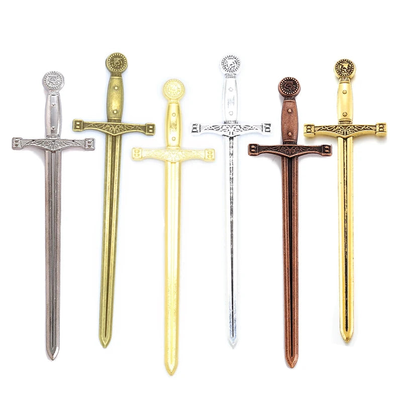 6 ColorAlloy Antique Knight Sword Charms for Jewelry Making DIY Handmade Weapons Pendant 85*24mm M63