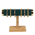 Wholesale Round Green Velvet T-Bar Jewelry Display Stand One Layer Bracelet Watch Display Stand Suspension Jewelry Display Boxes