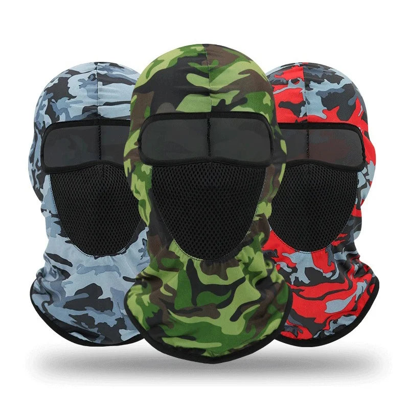 Summer Ice Silk Print Polyester Cycling Motorcycle Liner Breathable Camo Balaclava Full Face Cover Mesh Mask Hat