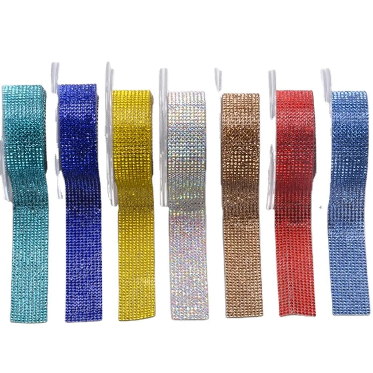 Customization Garment Accessory Colorful Flatback Hot Fix Rhinestone 2cm Wide Trimming Mesh for Shoes Garments Hats