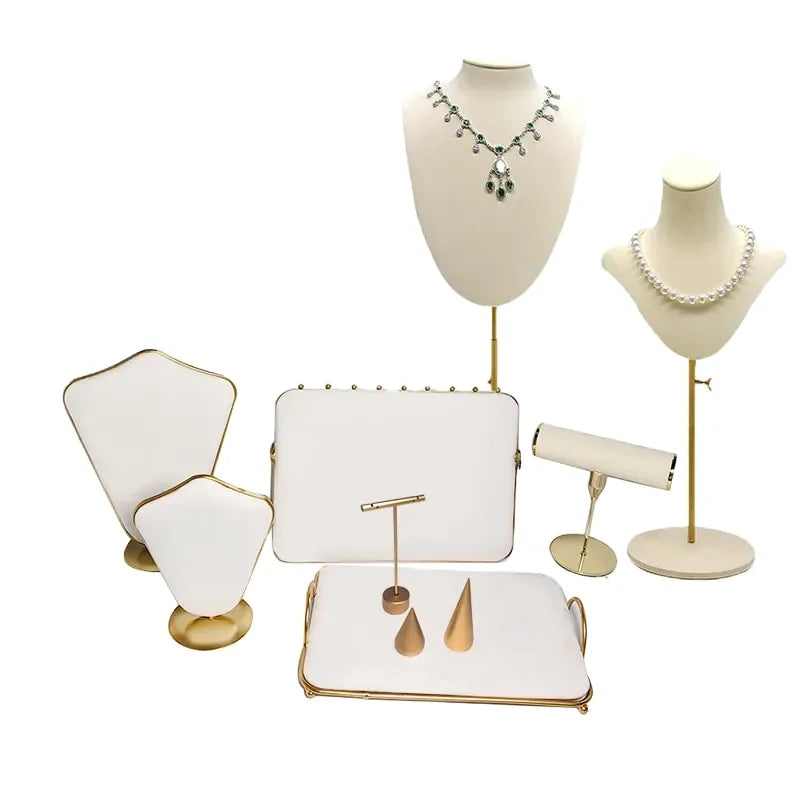 Metal Gold Jewelry Displays Bangle Piercing Earring Triangular Ring Organizer Holder Necklace Bust Display