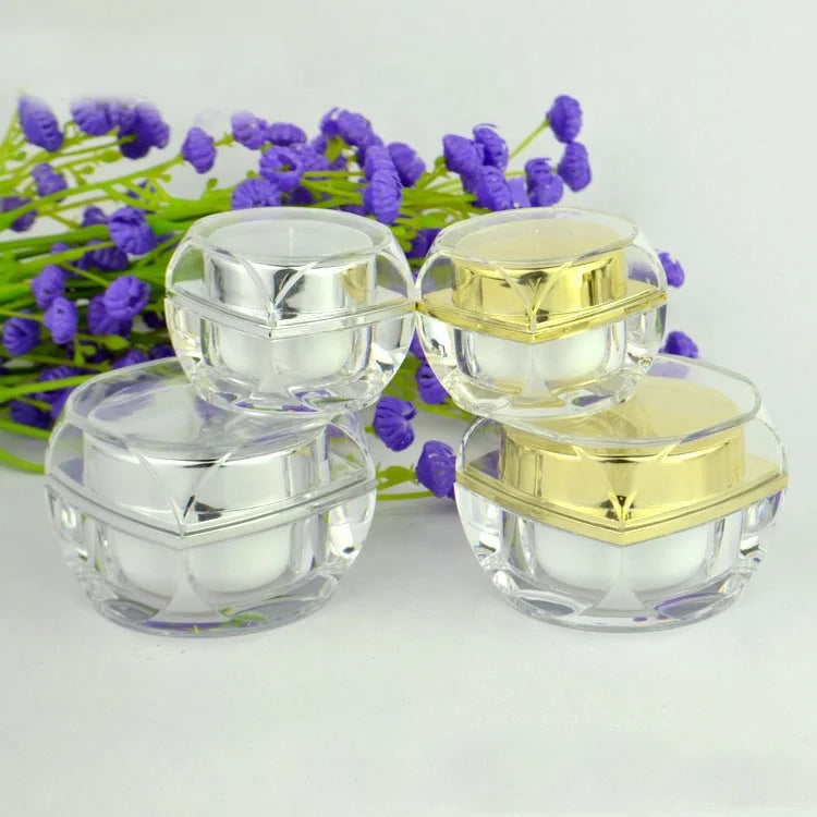 LZ Pack Stock 100pcs 2022 5g 10g Double Wall Gold Silver Custom Private Label Wholesale Acrylic Refillable Luxury Cream Jar