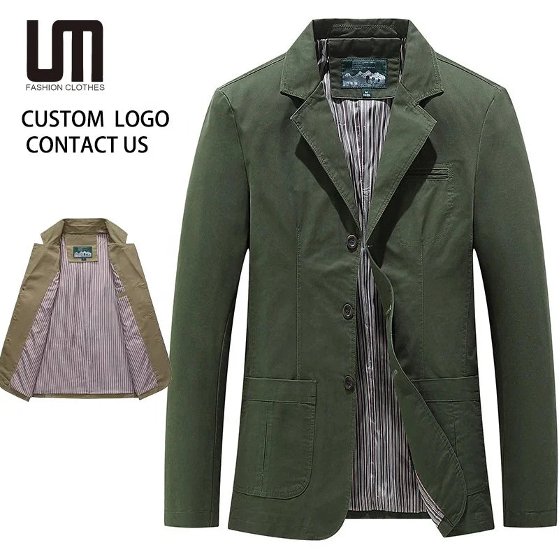 2025 Wholesale Men Jacket - Spring Autumn Business Casual Coat (Cotton Outdoor Suit Jacket Comfortable Blazer for Men)