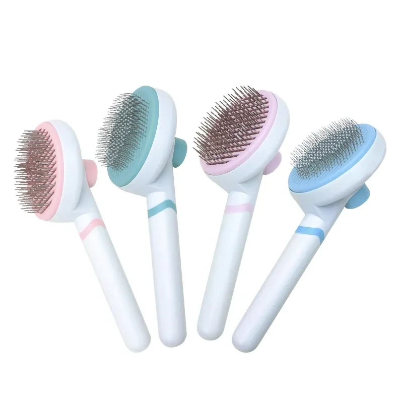 Pet Supplier Self Cleaning One Key Cat Needle Comb Dog Pet Hair Remove Massage Grooming Slicker Shedding Brush