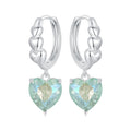 925 Sterling Silver Mint Green Heart Drop Earrings White Gold Plated Ear Buckles for Women Girls Fine Jewelry Gift SCE1706