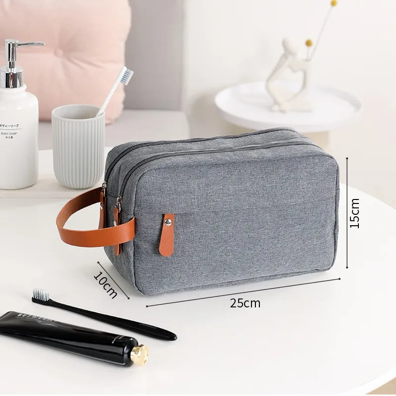 Customize Logo Men Fashion Large Size Polyester Cosmetic Zipper Vanity Pouch Organizer Makeup Bag
