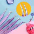 VEYES Custom logo Tweezers Low MOQ Volume Tweezers Stainless Steel 45 75 90 Degrees Eyelash Tweezers
