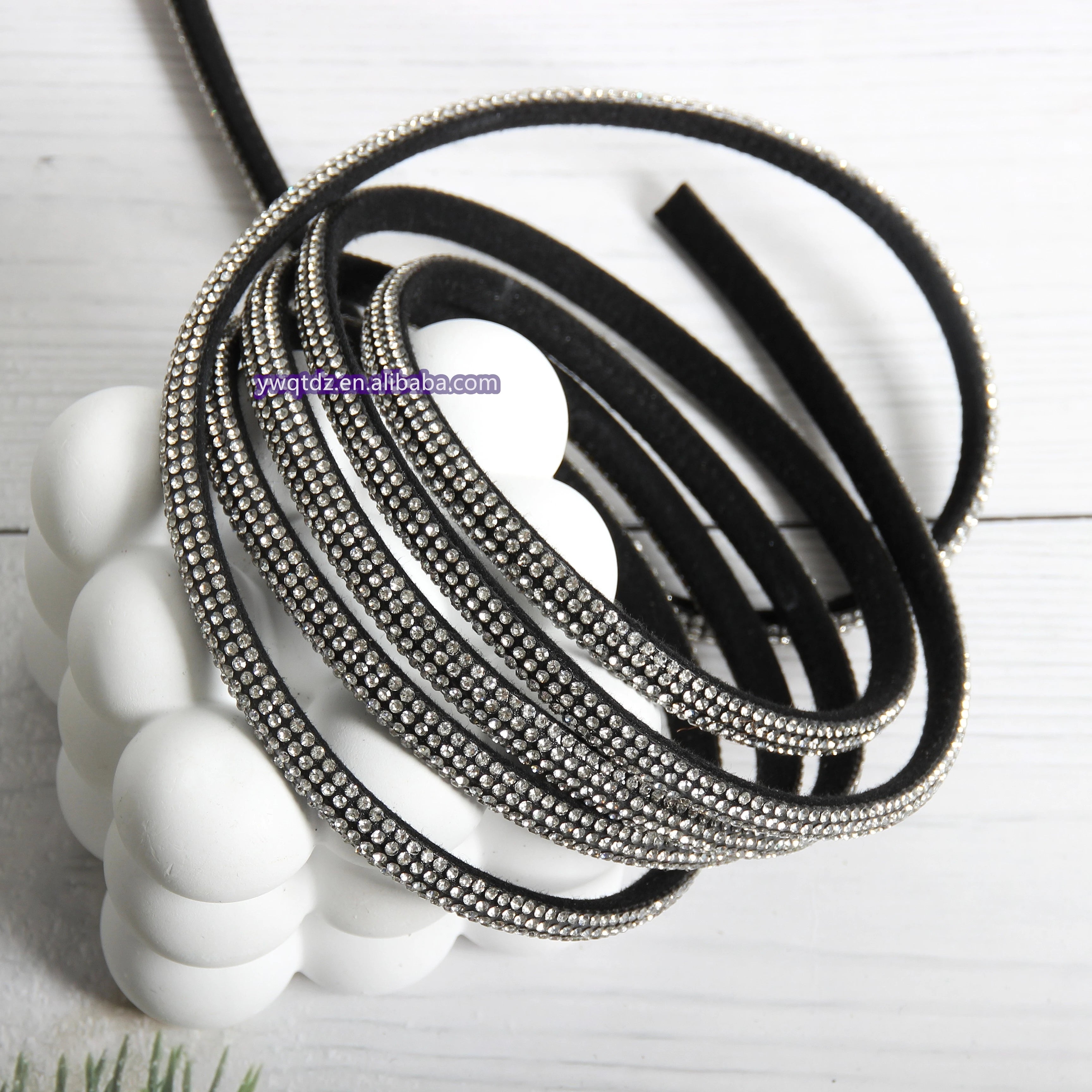 Dazzling 6mm Wide 4-Row 4mm Flatback Rhinestone Rope | High-Density Crystal Cord Trim for Fashion Bags Shoes Clothing DIY