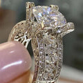 CAOSHI Custom Vintage Silver Plated Jewelry Zirconia Ring Imitate Diamond Wedding Engagement Band Rings for Woman Rings Jewelry