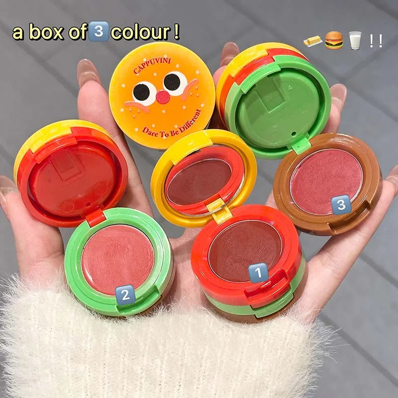 Cappuvini OEM Cute Nourishing Long Lasting Wear Non-Stick Cup Lip Mud 3 Levels Butter Hamburger Slip Mud Lipstick