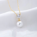 Factory Wholesale S925 Sterling Silver Fine Jewelry Gold Plated Heart Zircon Collarbone Chain Pearl Pendants Necklace for Women