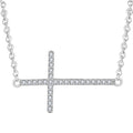 Religious Faith Cross Jesus Necklace  Cubic Zirconia Stone Jewelry Sideway 925 Sterling Silver Cross Necklace for Men and Women