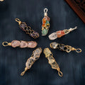 Hot Sale Hand Carved Irregular Shaped Crystal Pendant Gold Metal Wrapped Healing Crystal Calm the Mood Jewelry Gift