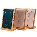 Natural Bamboo Solid Wood Pendant Frame Jewelry Display Props Leather Large Capacity Necklace Display Frame  Wholesale