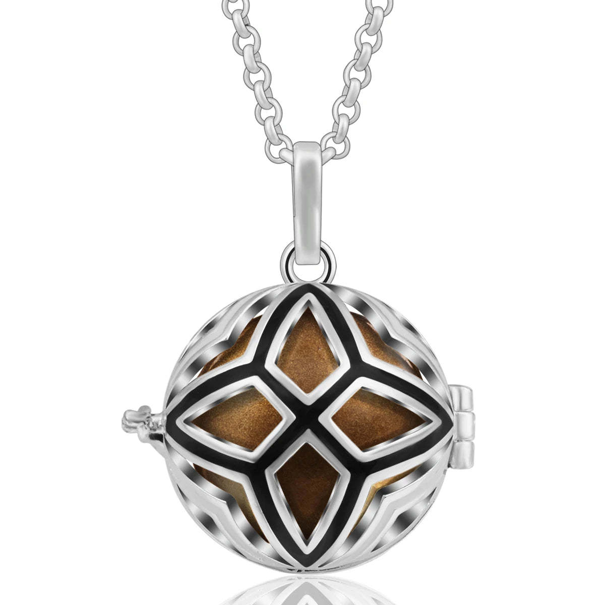 Merryshine Silver Plated Music Wishing Sounds Flower Bola Cage Pregnancy Necklace