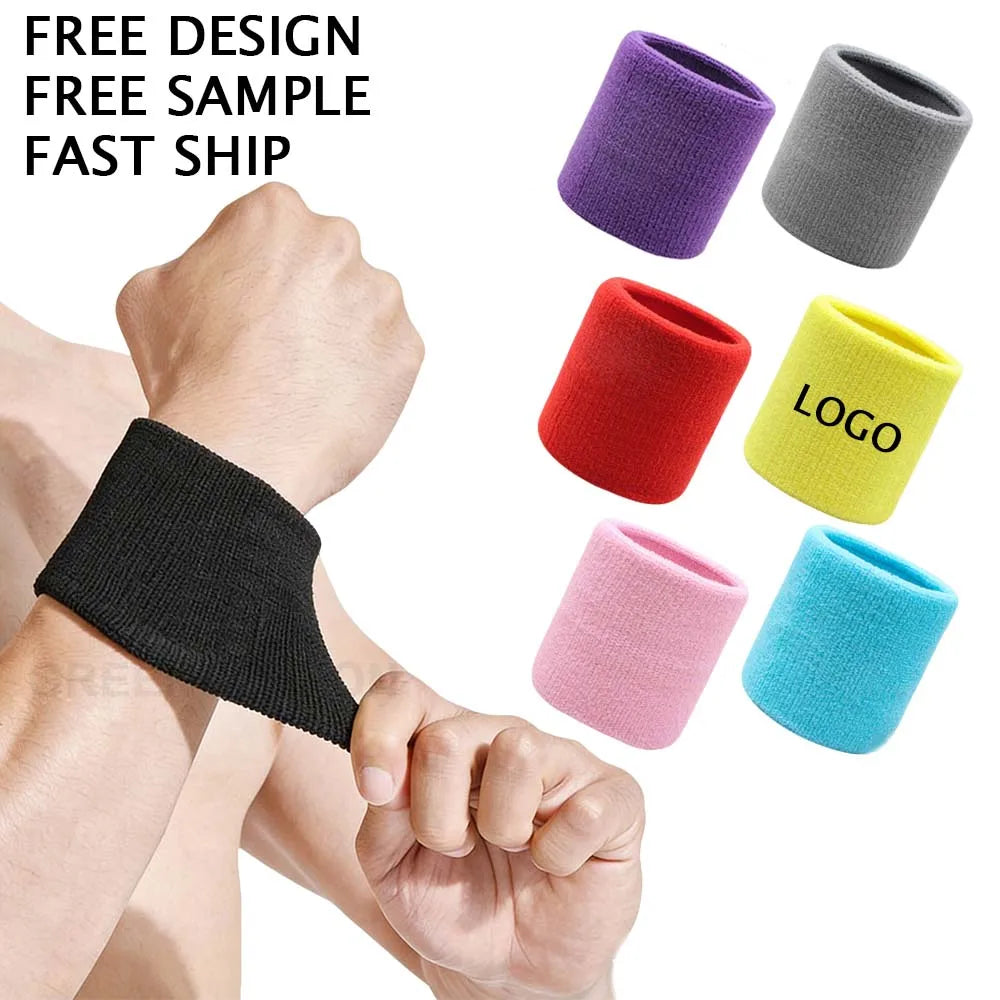 Custom Logo Sweat-absorbing Wristbands High-stretch Sports Wristbands Solid Color Fitness Wristbands Sports Wristbands