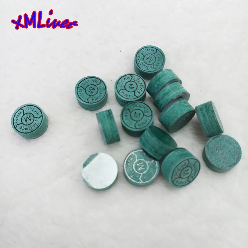 New Green Color Pool Cue Tips 14mm H Hardness Snooker Cue Tip 6 Layers with Cushion Billiard Cue Tip Billiard Accessories