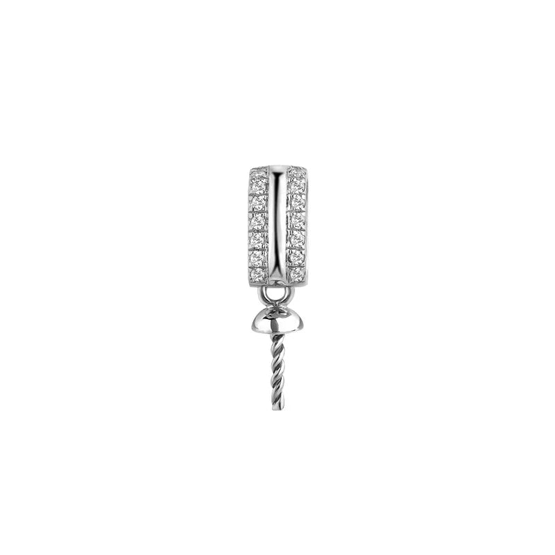 AU750 Real 18K Gold & Diamonds Pearl Mounting Jewellery for Necklace with Pearl Mounted