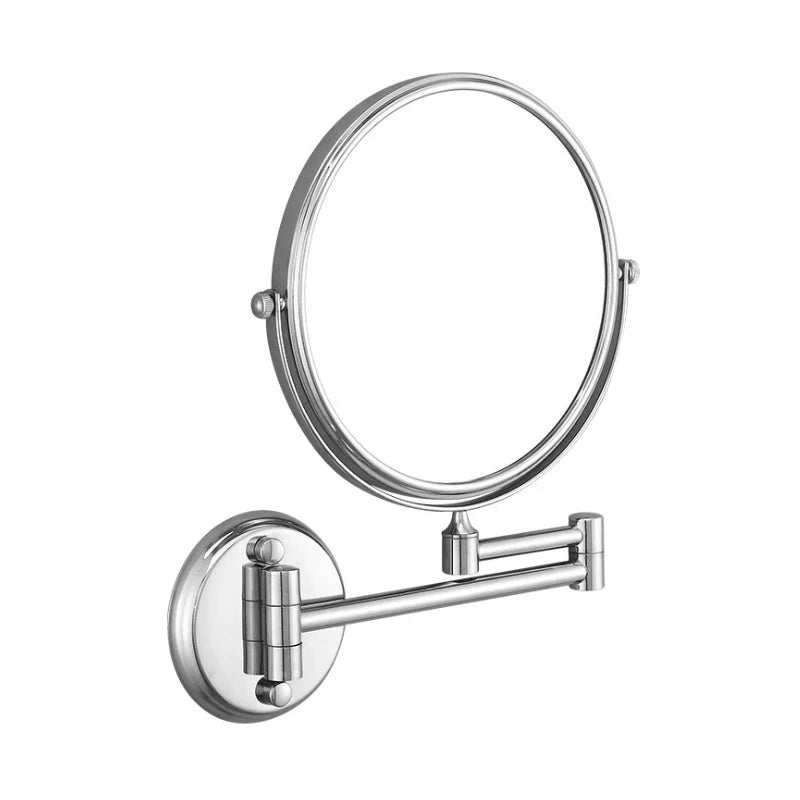Modern Round Wall Mounted Folding Illuminated Led Light Graphic Design Bathroom Makeup Mirror