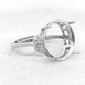 Sterling Silver 15*15mm Semi Mount Ring Empty Frame Blank Support Setting S925 Base Holder Without Center Stone for DIY Inlay