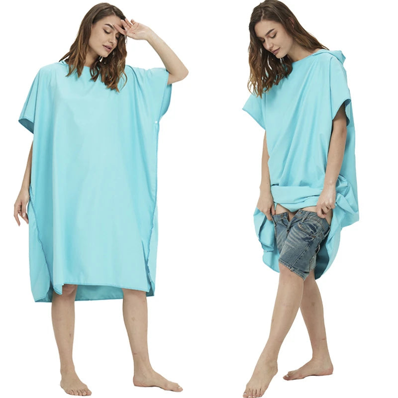 Microfiber Customized Size Logo Beach Changing Robe Hooded Surf Poncho Towel
