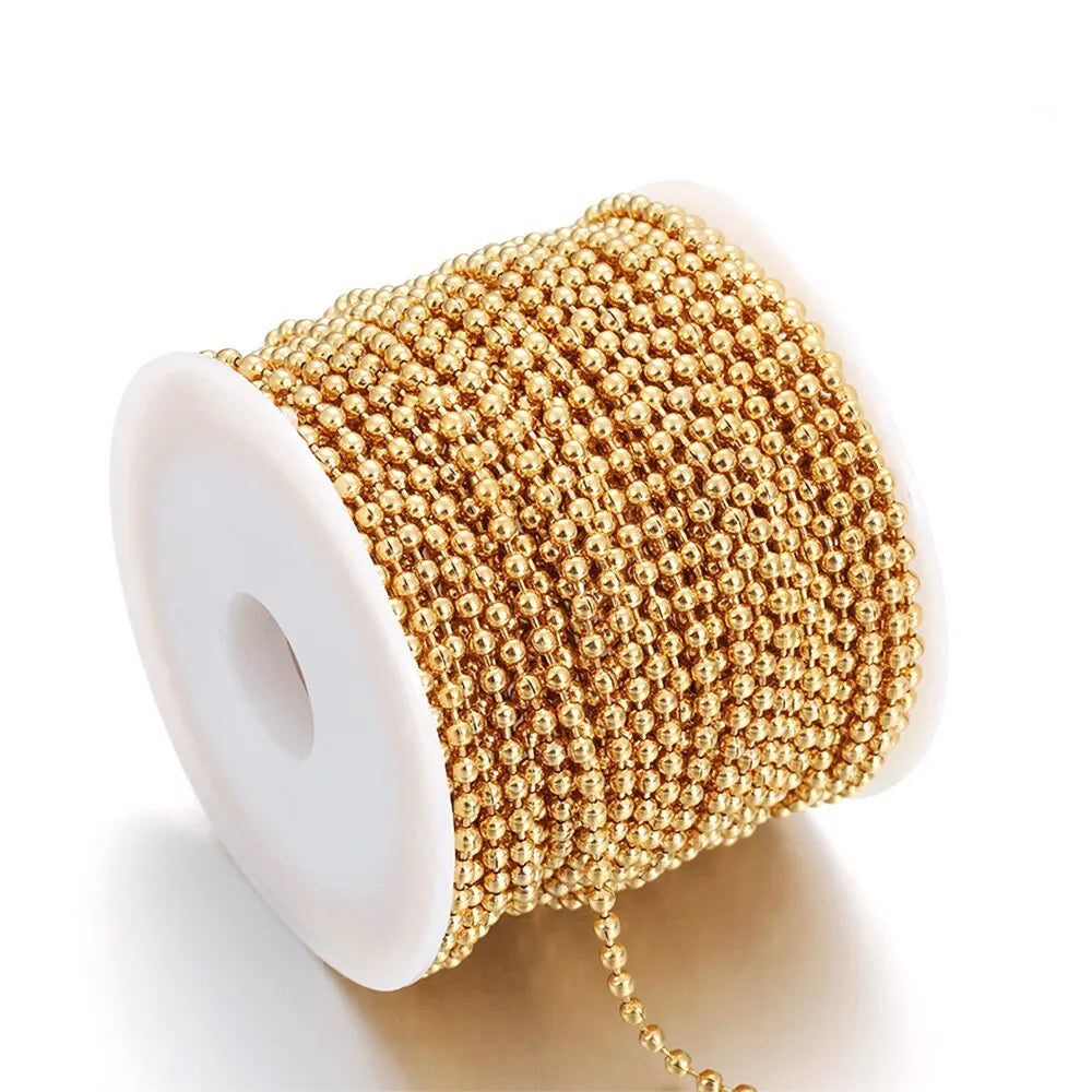 Wholesale Stainless Steel Round Ball Bead Chains Necklace Chain for DIY Jewelry Making Supplies Accessories Bulk