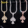 New Design Iced Out Cross Pendant 925 Sterling Silver Gold Plated GRA VVS Moissanite Charms Necklace