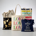 High Quality Recycled Cotton Canvas Tote Bag Large Capacity Portable Fashionable Letter Pattern Design for Women's Shopping