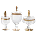 Wholesale Candy Jar Gold Decoration Storage Jar Glass Canister Sets with Cover for Home and Hotel Use