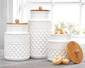 Factory Prices Turkish Food Grade Embossed Pattern White  Custom Kitchen Canister for Restaurant