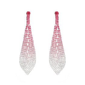 Wholesale Women Sexy Party Jewelry Zircon Earrings Wedding Bridal Crystal Earrings Iridescence Rhinestone Chain Girls Earrings